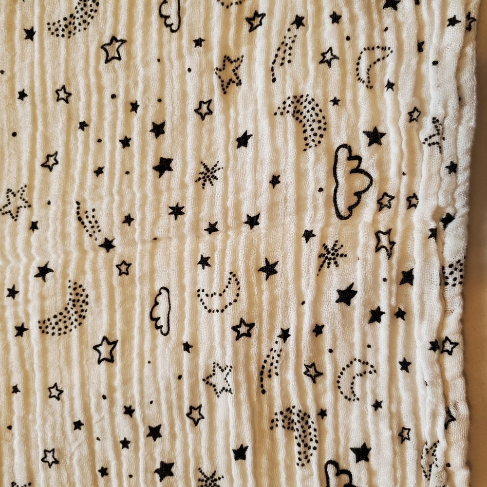 Gerber Moons Stars Clouds White Black Cotton Muslin Baby Blanket